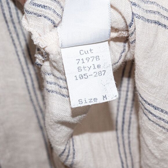 CP SHADES Medium Marella 100% Linen Button up Shirt in Peach Striped - Picture 7 of 9